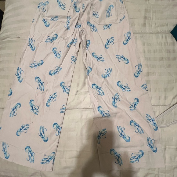 Anthropologie Pants - Anthropologie Cream Pants with Blue Lobster Design , super comfy and cute